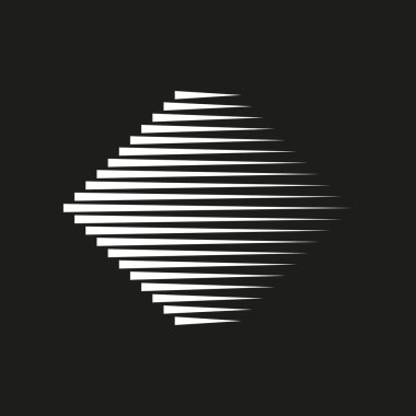 Soyut geometrik şekil. Siyah üzerine beyaz çizgiler. Modern vektör tasarımı. Minimalist optik yanılsama. EPS 10.