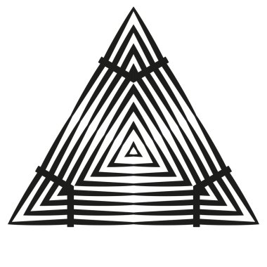 Üçgen geometrik desen. Çift merkezli siyah çizgiler. Soyut sanat tasarımı. Vektör çizimi. EPS 10.