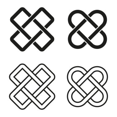 Kelt düğümü deseni. Dört siyah sembol. Birleşmiş tasarım. Vektör çizimi. EPS 10.