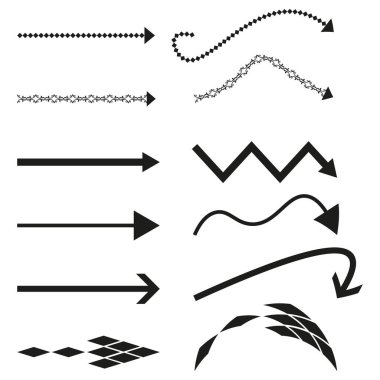 Arrow designs set. Black and white. Various vector styles. Direction symbols. EPS 10. clipart