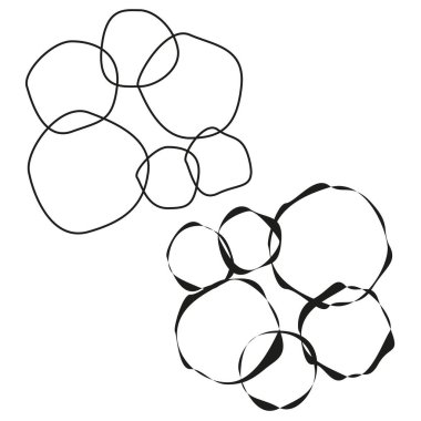 Soyut çizgi çemberleri. Siyah beyaz çizim. Modern vektör sanatı. Bedava şekiller çiziyor. EPS 10.