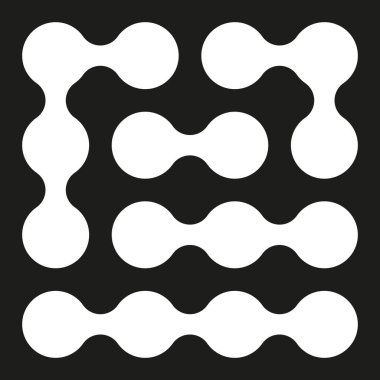 Soyut geometrik desen. Dairesel şekillere bağlı. Siyah ve beyaz kontrastı. Vektör çizimi. EPS 10.