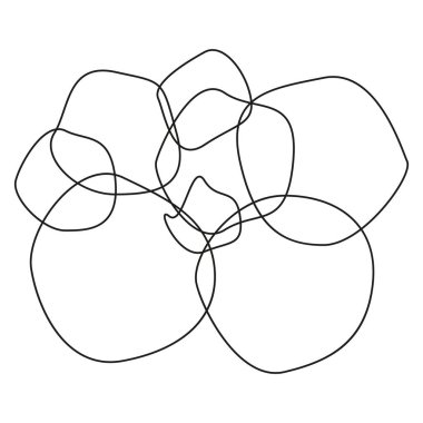 Soyut çizgi sanatı. Üst üste gelen organik şekiller. Minimalist siyah çizgiler. Vektör çizimi. EPS 10.