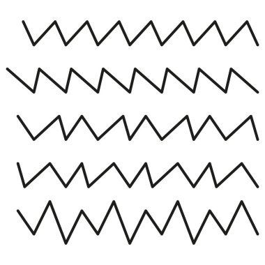 Zigzag çizgisi deseni. Siyah çizgiler ayarlandı. Geometrik dalga tasarımı. Vektör çizimi. EPS 10.