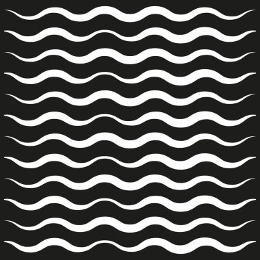 Beyaz dalgalı çizgiler. Kusursuz dalga deseni. Siyah arka plan. Vektör tasarımı. EPS 10