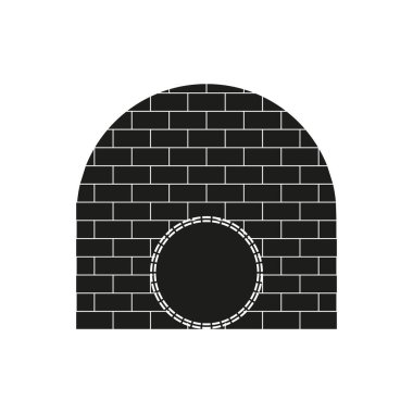 Tuğla fırını ikonu. Yarı daire yapısı. Siyah ve beyaz. Vektör çizimi. EPS 10.