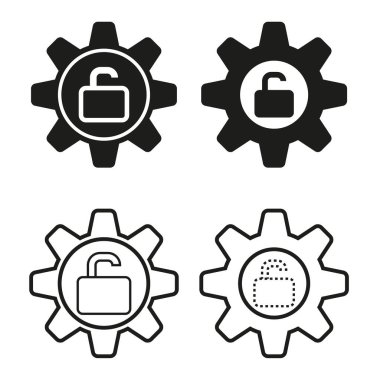 Vites kilidi simgeleri. Vektör sembolü. Asma kilit hattı. Güvenlik ayarları. EPS 10.
