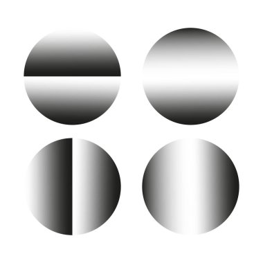 Dairesel gradyan şekiller. Siyah beyaz daireler. Vektör geometrik tasarım. Minimalist stil. EPS 10.