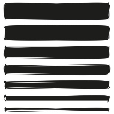 Soyut fırça darbeleri. Kalın siyah çizgiler. Sanatsal vektör çizimi. Yaratıcı tasarım öğesi. EPS 10.