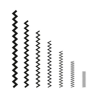 Zigzag çizgileri sıralı. Siyah geometrik şekiller. Kademeli boyut değişimi. Vektör çizimi. EPS 10.