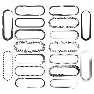Oval çerçeve hazır. Değişik çizgi stilleri. Geometrik vektör şekilleri. Soyut siyah çizgiler. EPS 10.