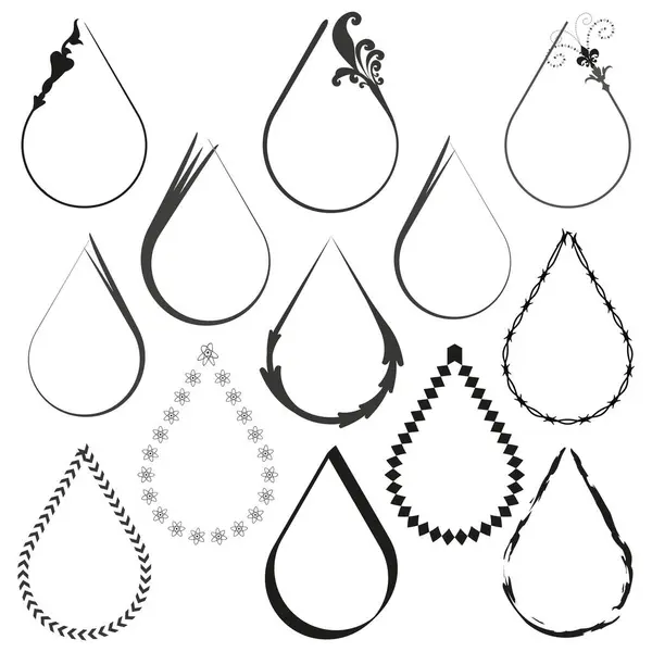 stock vector Teardrop frame collection. Decorative teardrop borders. Black and white vector. Artistic frame set. EPS 10.