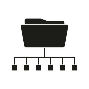 Dizin hiyerarşisi simgesi. Dosya yönetimi sembolü. Siyah beyaz tasarım. Vektör çizimi. EPS 10.