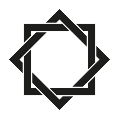 Soyut altıgen simgesi. Geometrik ok tasarımı. Modern vektör sembolü. Siyah ve beyaz. EPS 10.