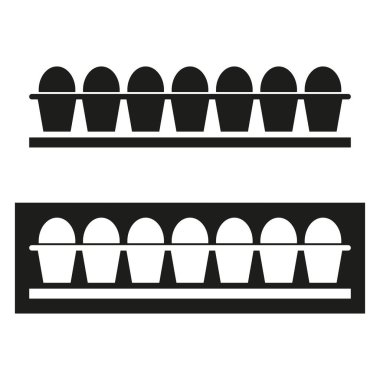 Yumurta kutusu çizimi. Siyah beyaz tasarım. Vektör simgesi. Minimalist bir kavram. EPS 10.