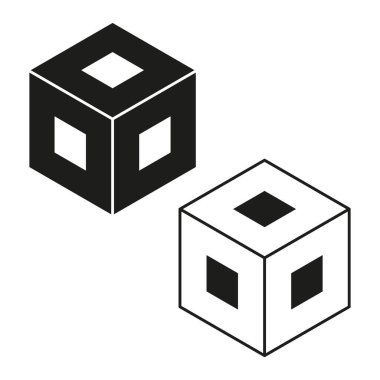 Isometric küp simgeleri. Geometrik 3 boyutlu şekiller. Soyut vektör tasarımı. Siyah ve beyaz. EPS 10.