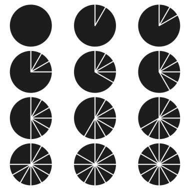 Pasta koleksiyonu. Vektör simgesi ayarlandı. Veri görselleştirme elementleri. Dairesel grafik çizimleri. EPS 10.