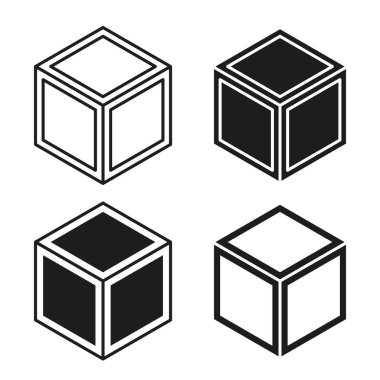 3D küp vektör seti. Isometric siyah ve beyaz küpleri. Geometrik şekiller koleksiyonu. Soyut tasarım. EPS 10.