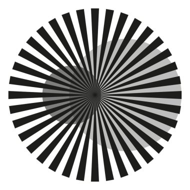 Soyut radyal desen. Siyah ve beyaz. Geometrik optik illüzyon. Vektör sanatı. EPS 10.