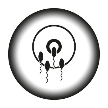 Sperm ve yumurta ikonu. Üreme biyolojisi sembolü. Siyah eğim çemberi. Vektör tıbbi illüstrasyon. EPS 10.