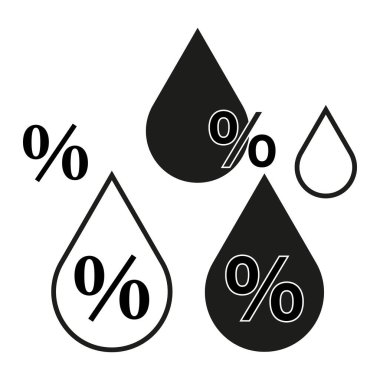 Yüzde bırakma simgeleri. Siyah sıvı semboller. Vektör çizimi. Basit tasarım elementleri. EPS 10.