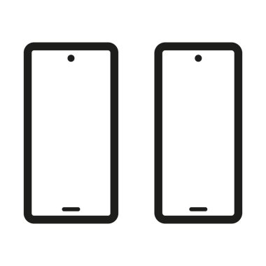Akıllı telefon simgesi seti. Minimalist telefon hattı. Modern mobil cihaz şekilleri. Basit siyah tasarım. EPS 10.
