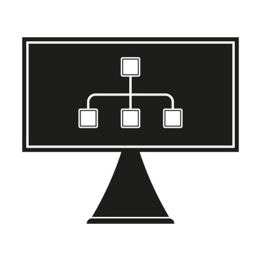 Bilgisayar ağı simgesi. Akış şeması olan bir monitör. Bağlantı sembolü. Vektör çizimi. EPS 10.