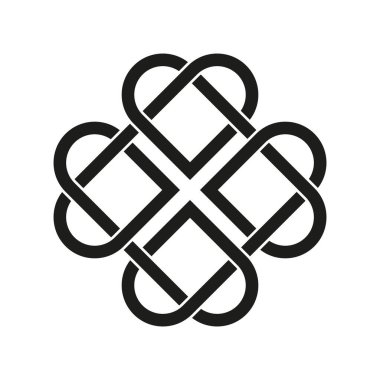 Kelt düğüm simgesi. İç içe geçmiş siyah çizgiler. Geometrik simetrik tasarım. Soyut sonsuz döngü. EPS 10.