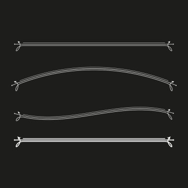 Zarif çizgi ayırıcıları. El çizimi stili. Siyah üstüne beyaz. Vektör çizimi. EPS 10.