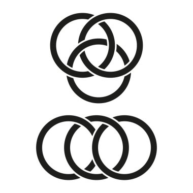 Birbirine bağlı halka simgesi. Geometrik halka deseni. Minimalist daire tasarımı. Vektör çizimi. EPS 10.