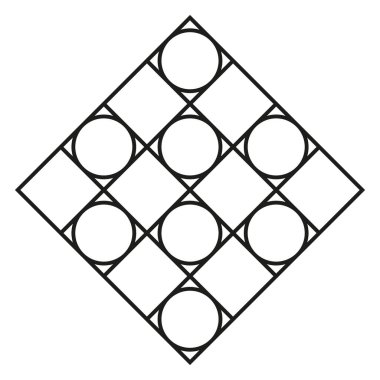 Geometrik kalıp simgesi. Çember ve kare tasarım. Soyut siyah beyaz. Vektör çizimi. EPS 10.