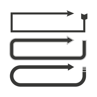 Ok çerçeve şekilleri. Üç siyah tasarım. Basit geometrik çizgiler. Vektör çizimi. EPS 10.