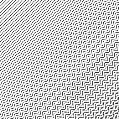 Soyut dalgalı çizgi deseni. Siyah beyaz tasarım. Çapraz dikişsiz dalgalar. Geometrik vektör. EPS 10.