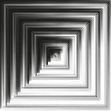 Soyut geometrik kare desen. Siyah ve beyaz göz yanılsaması. Vektör eşmerkezli çizgiler. Simetrik tasarım. EPS 10.