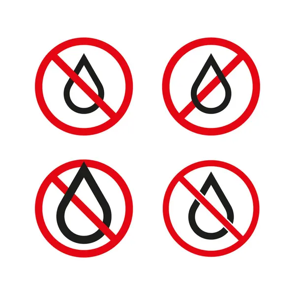 stock vector No water icon. Prohibited liquid symbol. Red and black droplet sign. Vector restriction mark. EPS 10.