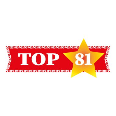 Top eighty one banner. Bold 81 number. Yellow star accent. Red background. EPS 10. clipart