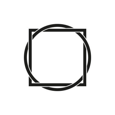 Geometrik kare simgesi. Çember biçimi kesişiyor. Cesur siyah taslak. Vektör soyut sembolü. EPS 10.