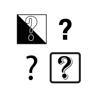 Soru işareti simgeleri ayarlandı. Basit siyah beyaz tasarım. Soruşturma sembolleri koleksiyonu. Vektör çizimi. EPS 10.