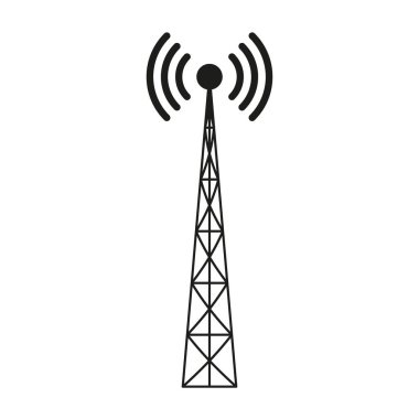 Radyo kulesi ikonu. Kablosuz sinyal sembolü. Anten tasarımı yayınlanıyor. Minimalist vektör çizimi. EPS 10.