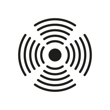 Eşmerkezli daire simgesi. Dalga deseni yayılıyor. Soyut dalgalanma tasarımı. Siyah ve beyaz vektör. EPS 10.