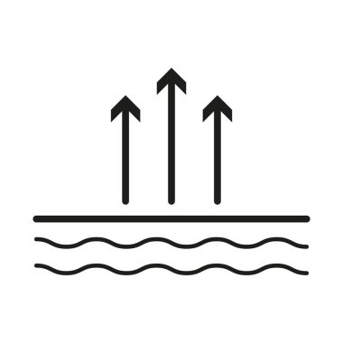Sıcaklık yükselme sembolü. Hava akımı ve termal konsept. Yukarı doğru ok vektörü. Siyah minimal simge. EPS 10.