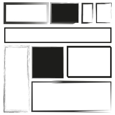 Soyut çerçeve vektörü. Değişik çerçeve şekilleri. Kalın dikdörtgen çizgiler. Çamur ve keskin kenarlar. EPS 10.