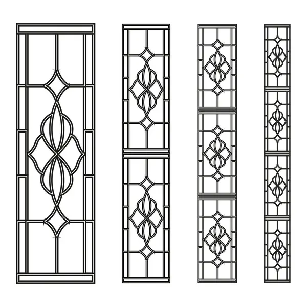 Lekeli cam pencere. Dekoratif panel tasarımı. Geometrik cam deseni. Vektör sanat öğesi. EPS 10.