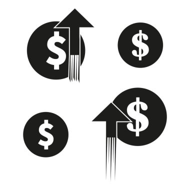 Dolar sembolü simgesi. Yukarı ok grafiği. Finansal büyüme kavramı. Vektör çizimi. EPS 10.