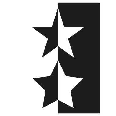 Simetrik siyah yıldız ikonu. Geometrik vektör şekilleri. Minimalist tasarım. İzole edilmiş soyut sembol. EPS 10.