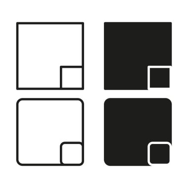 Minimalist kare simgeler. Yuvalı kare tasarım. Siyah ve beyaz. Vektör sembolü. EPS 10.