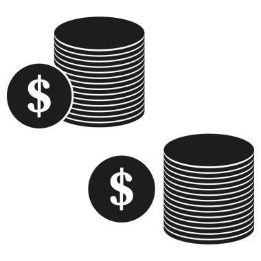 Madeni para yığını simgesi. Dolar işareti vektörü. Para ve finans sembolü. Finansal zenginlik kavramı. EPS 10.