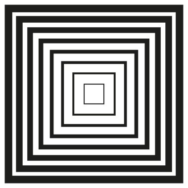 Kare çerçeve. Eşmerkezli dikdörtgen vektör. Siyah ve beyaz simetri. Basit geometrik şekil. EPS 10.