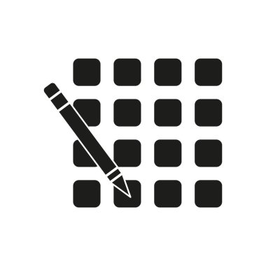 Kalem simgesi tasarımı. Kare şebeke. Yaratıcı kurgu sembolü. Minimum vektör çizimi. EPS 10.