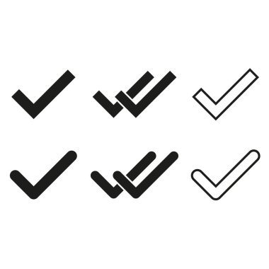 Checkmark icons collection. Black vector symbols. Simple check icons. Minimalist approved marks. EPS 10. clipart